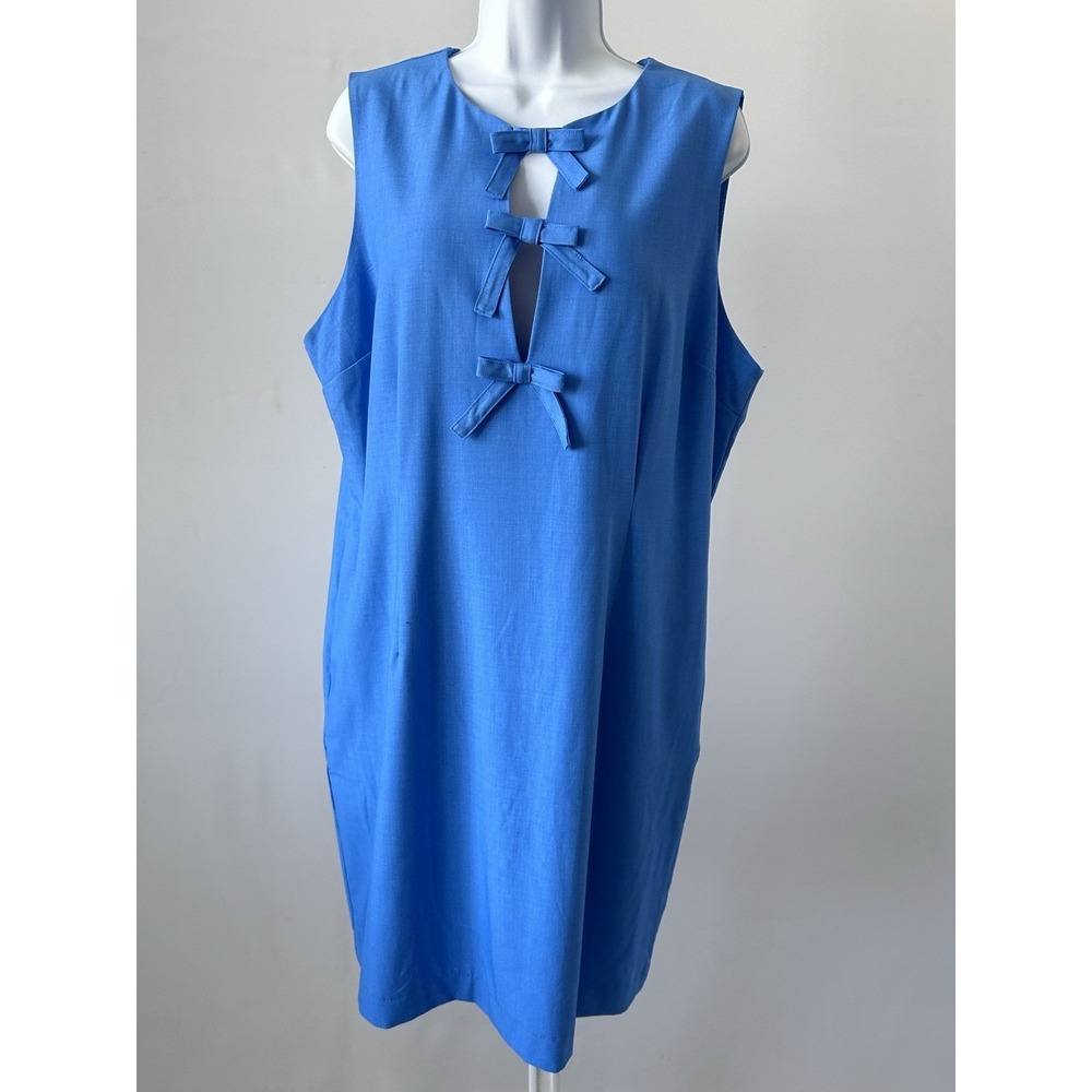 NWT!  NY&C Blue Peep Front Bow Shift Dress, Sz: XL (b42)